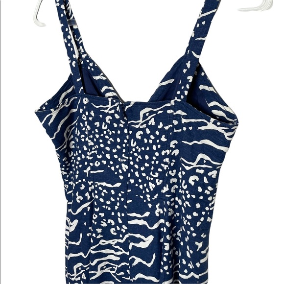 Tanya Taylor | Antonia Button Front Midi Dress Navy White 6 - Picture 7 of 8